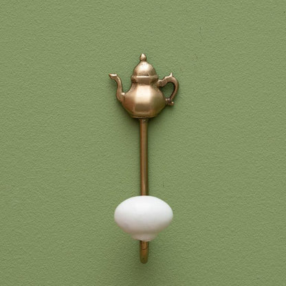 Brass teapot hook with ceramic ball