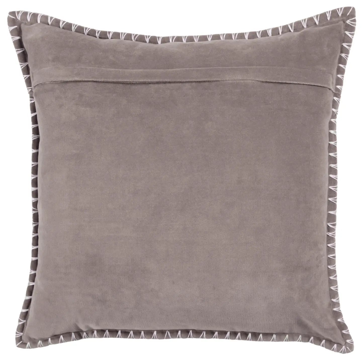 Blanket stitch Embroidered velvet cushion dusty lavender  colour feather 