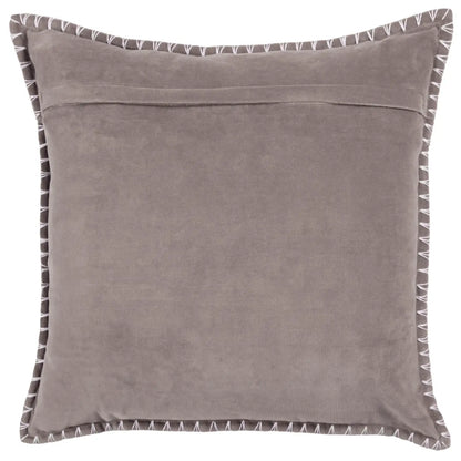Blanket stitch Embroidered velvet cushion dusty lavender  colour feather 