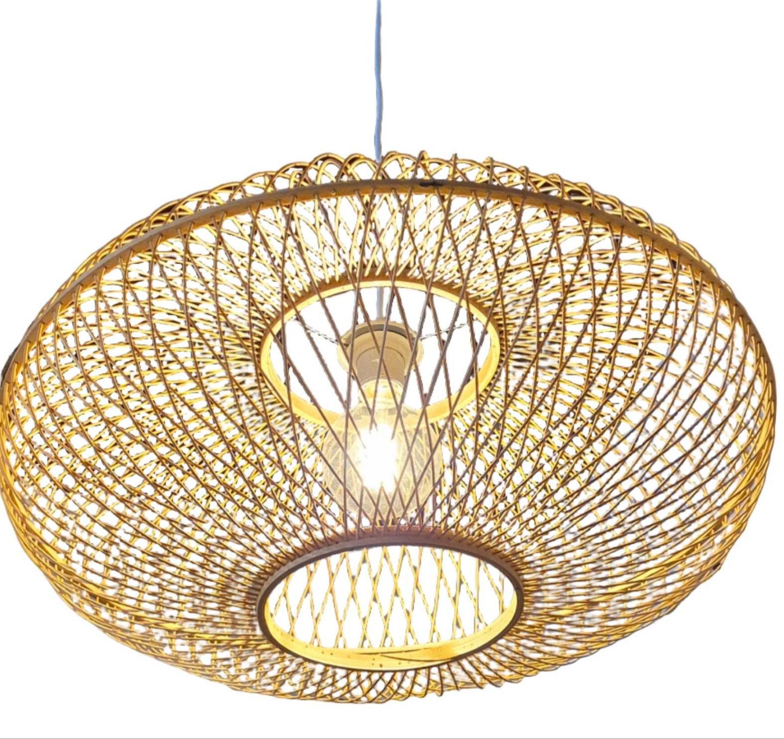 bamboo doughnut shaped pendant light