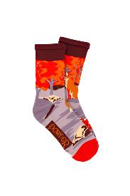 men's socks featuring fox in winter scene