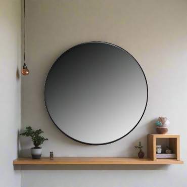 80cm diameter circular mirror with black frame