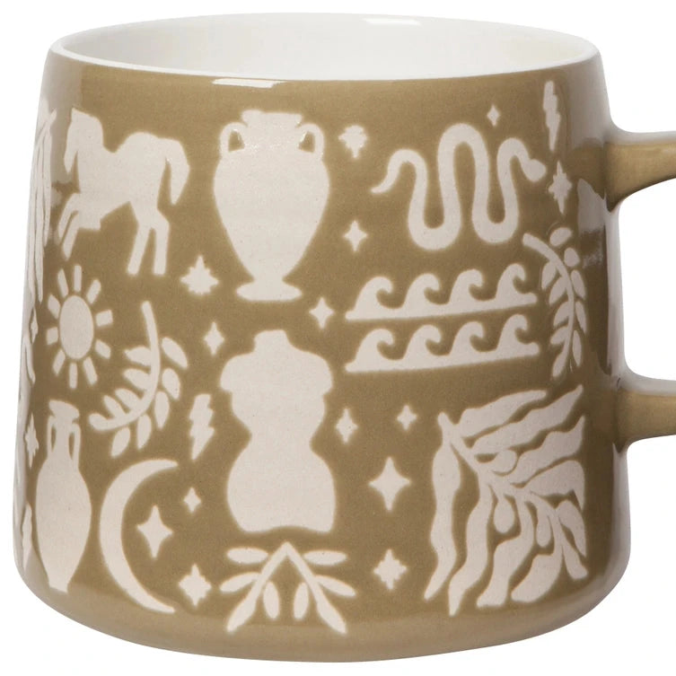 beige mug with cream motif olympus