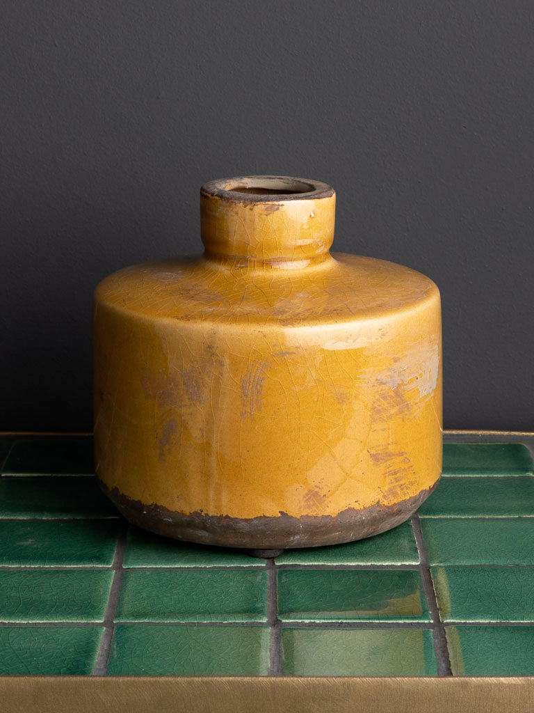 Wide bottle vase mustard