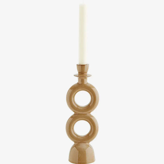 mustard colour candle holder with two circles design