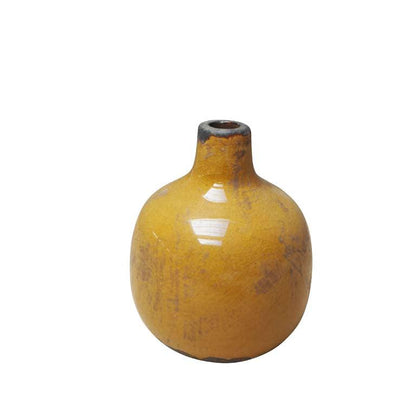 Beautiful ceramic cracked glaze bud vases in mustard. Also available in a range of muted tones. Size: 8cm high