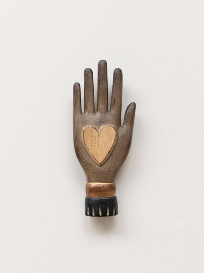 Wall decoration - Golden heart on hand