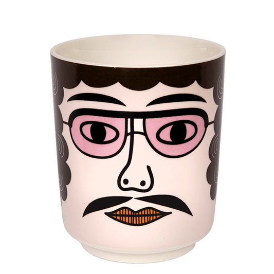 jar or flowerpot with drawing of man with moustache and glasses - Pablo.