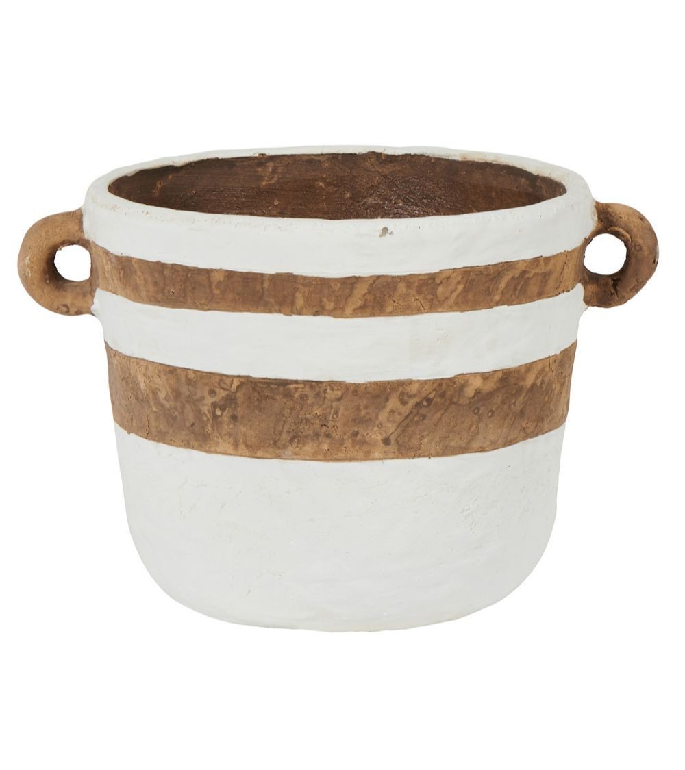 planter terracotta and white with ear like handles