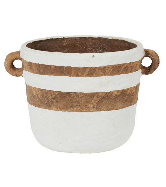 planter terracotta and white with ear like handles