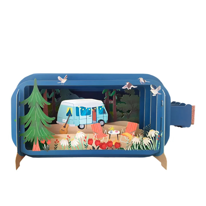 3d pop up card camping design
