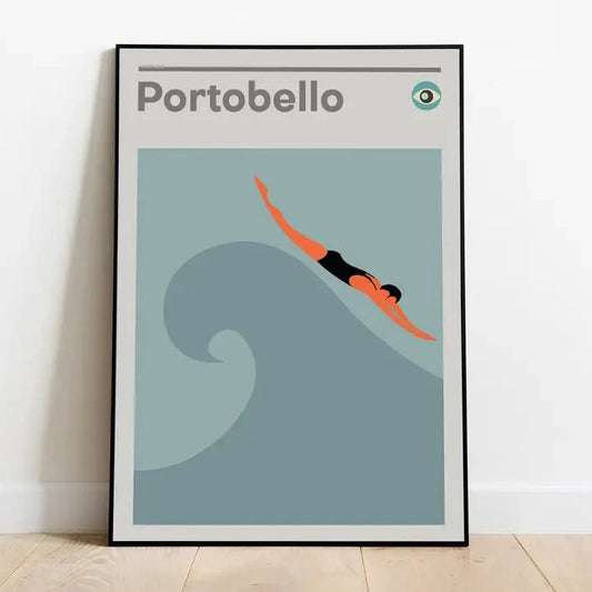 Edinburgh Portobello 60s Swimming Retro Beach Swim  Art - Unframed