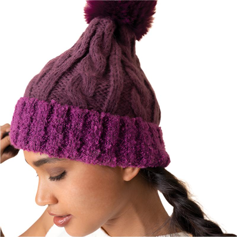 Freya Bobble Hat - Damson