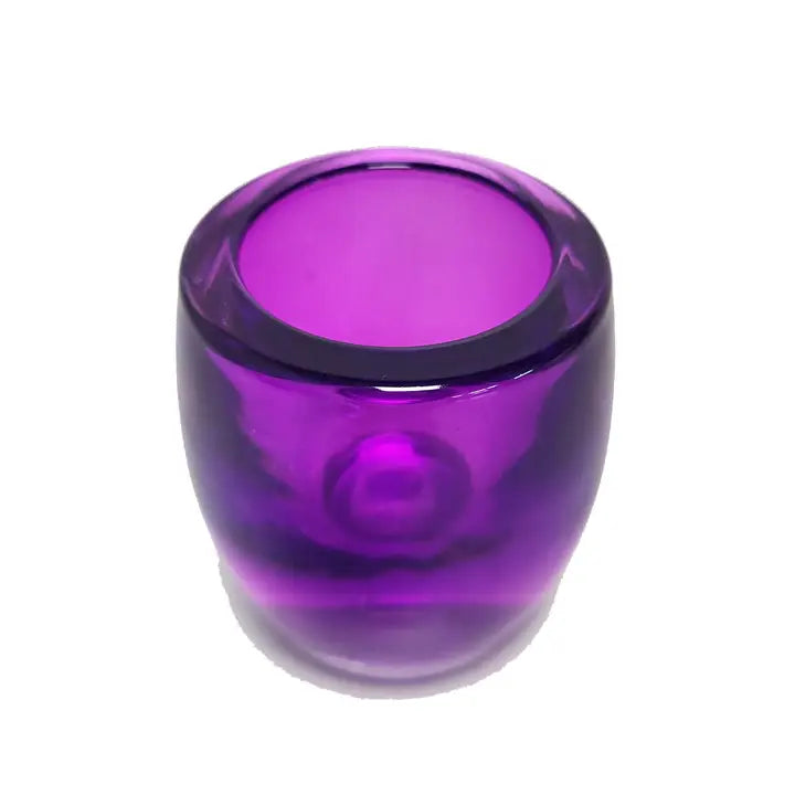 purple glass candle light holder