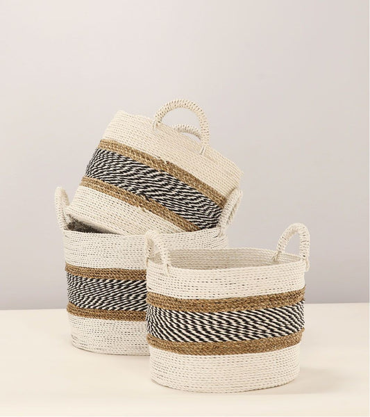 Basket Raffo Blanc S/3 D45xH35cm