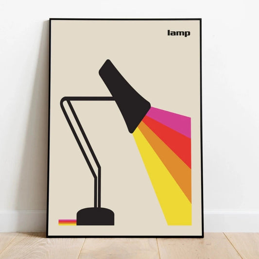 Rainbow Kitchen Print, Minimalist, Colourful 1960s Wall Art - unframed