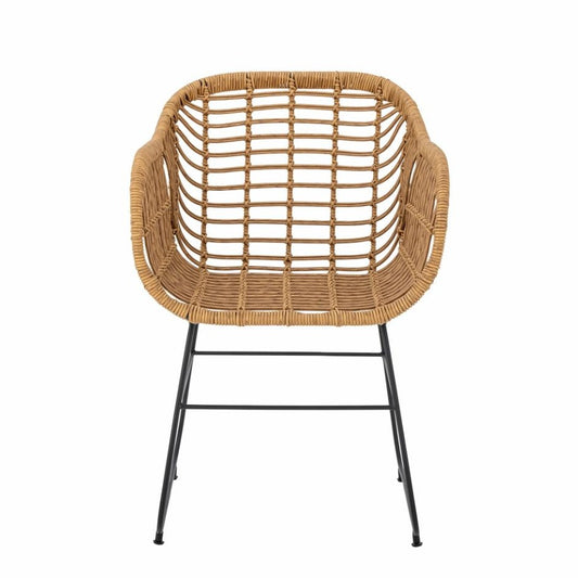 polyrattan chair iron base in woven open weave polly ratten making it suitable for outdoors or inside too