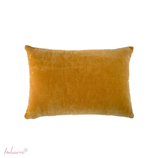 rectangular cushion in mustard made of velvet cotton