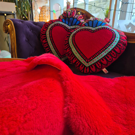 short haired red sheepskin rug