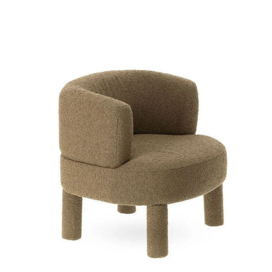 armchair khaki rounded arms seat and legs