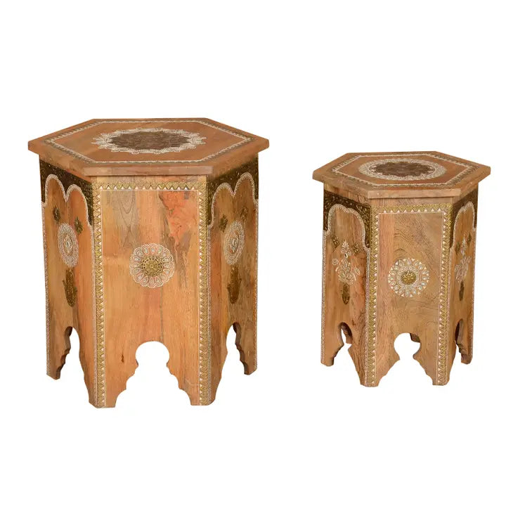 Salman Side Table Solid Wood and Buddha hand design - small