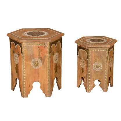 Salman Side Table Solid Wood and Buddha hand design - small