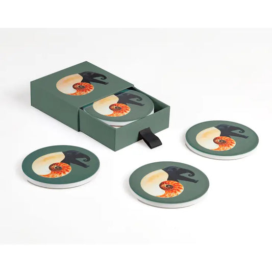 Shellephant Set of 4 Ceramic Coasters