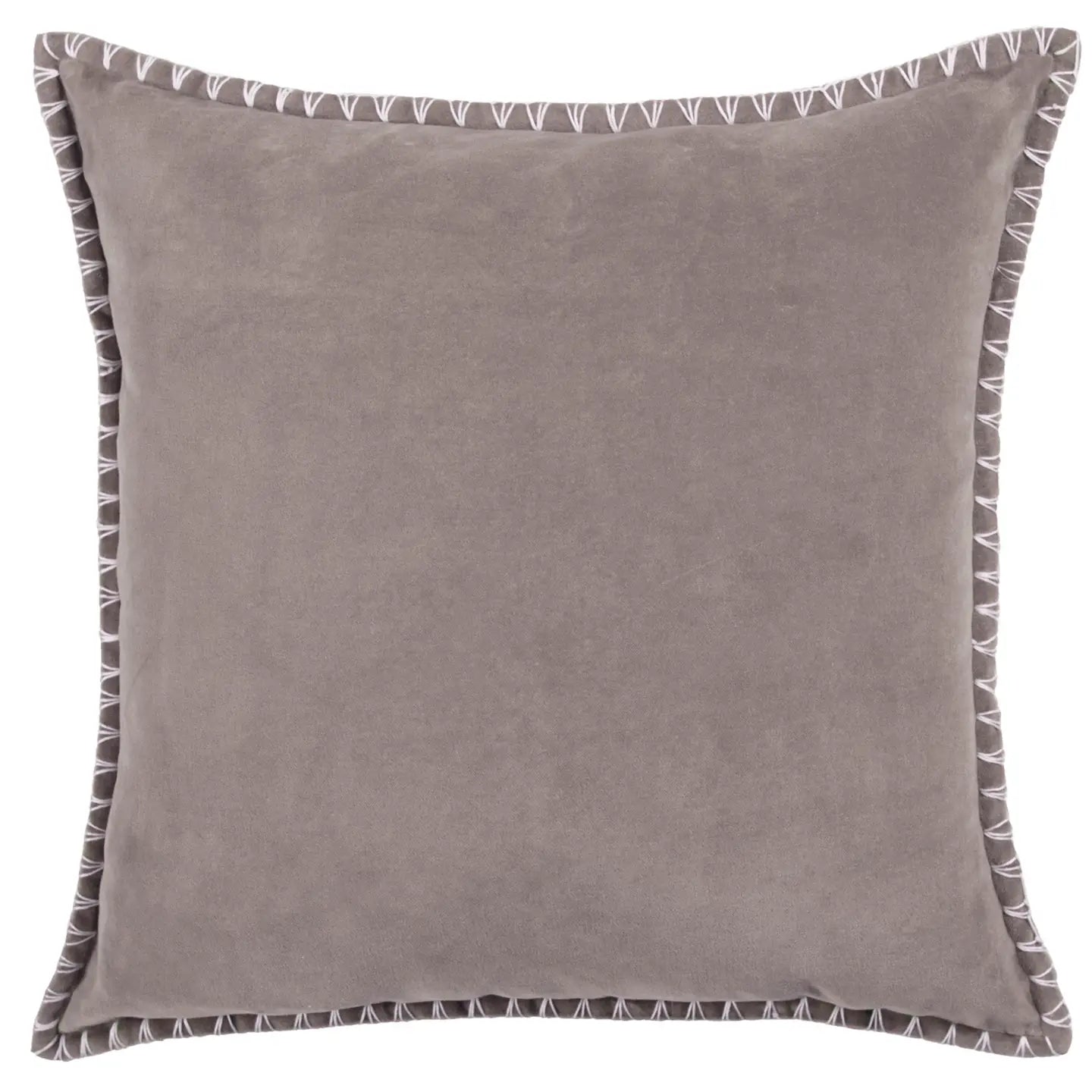 Blanket stitch Embroidered velvet cushion dusty lavender  colour feather 