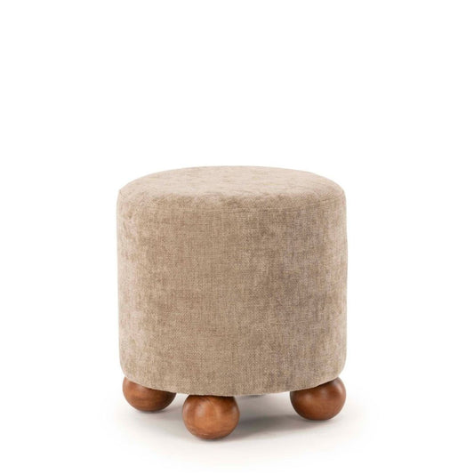 stool taupe with round wooden ball legs