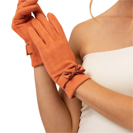 tangerine gloves with bow