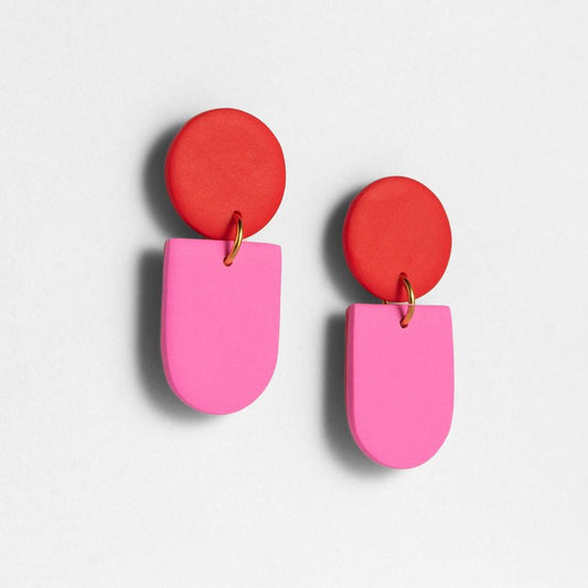 Tengae red pink earrings