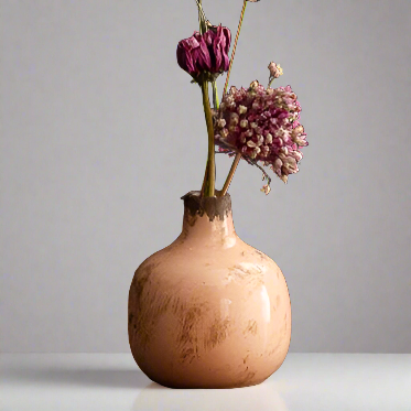 Ceramic bud vases in old rose with a distressed glaze finish which gives the vase a vintage look. Also available in a range of muted tones.