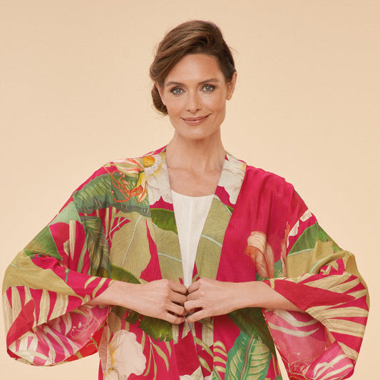 Kimono by Powder Delicate tropical dark rose