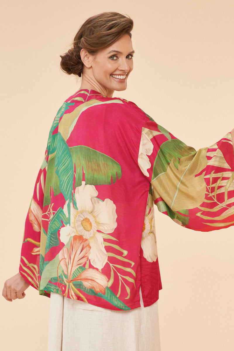 Kimono by Powder Delicate tropical dark rose