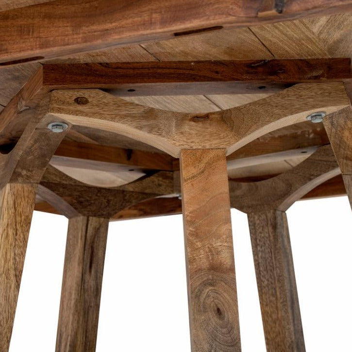 underside of avalon dining table in mango wood