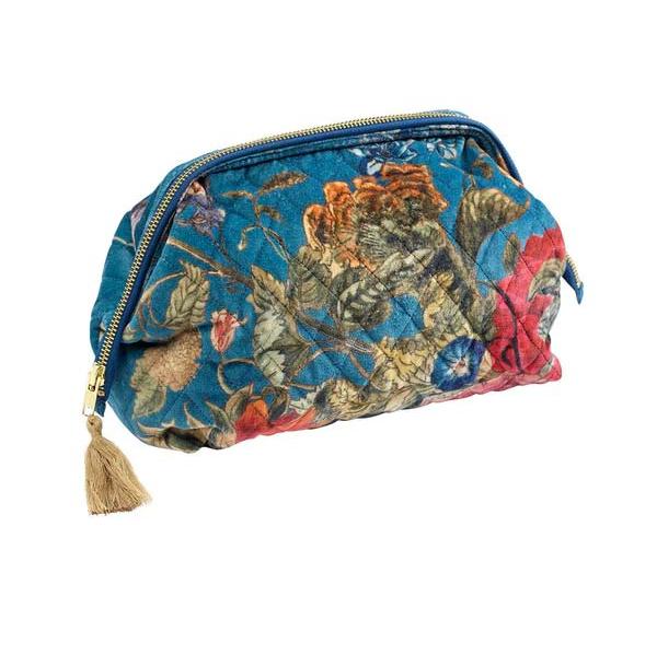 velvet pouch with floral design with zipper and tassel one hundred stars