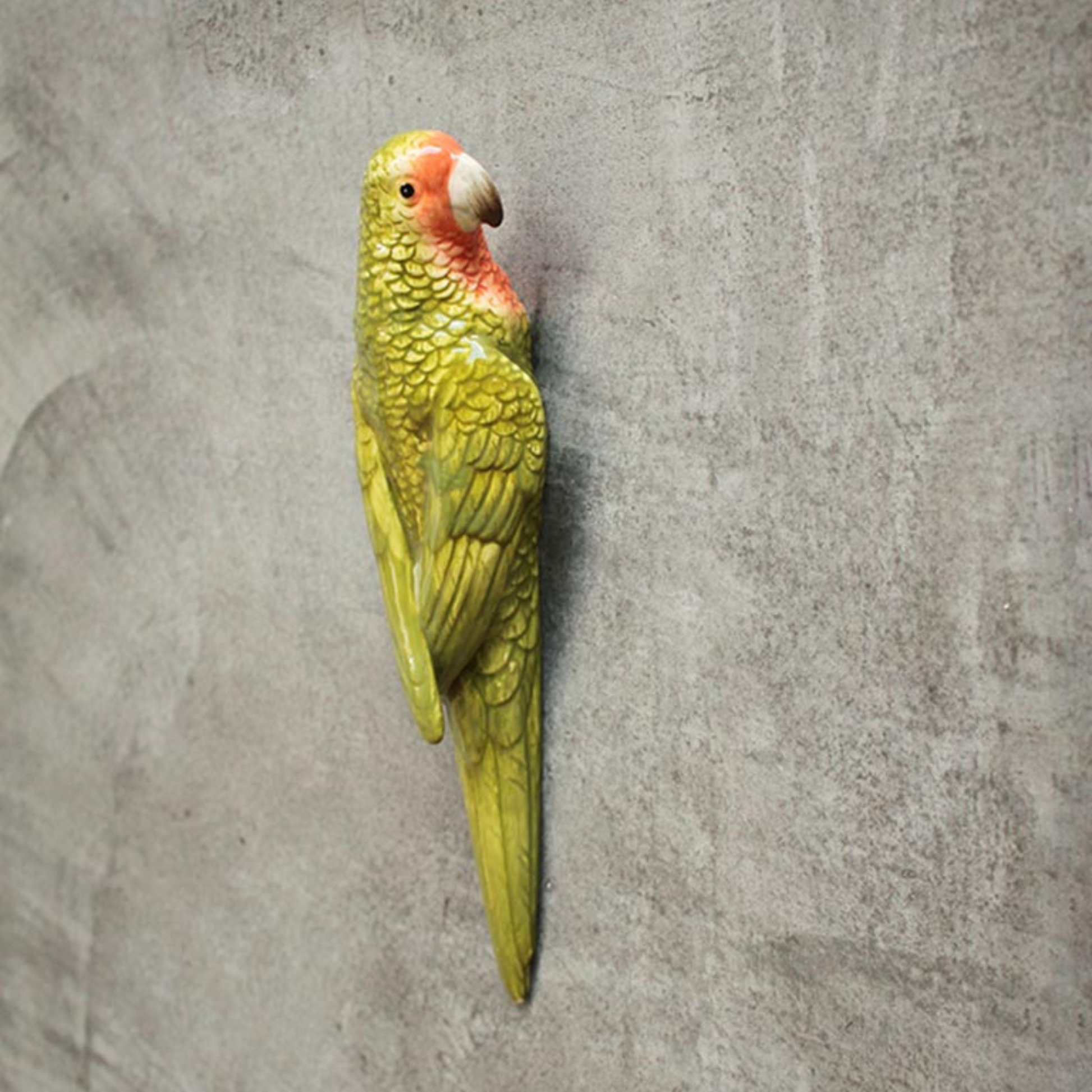 wall parrot ceramic decoration in green