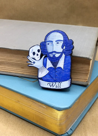 Wooden Pin Brooch William Shakespeare